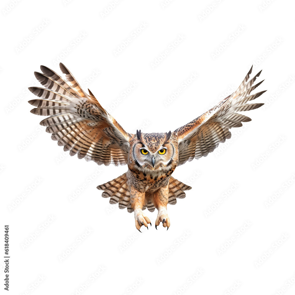 flying owl isolated flying owl isolated