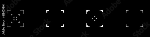 Cyberpunk style design elements set. Square, targets, aims, sights, and crosshairs. A pack of futuristic aims. A vector collection of cyberpunk design elements