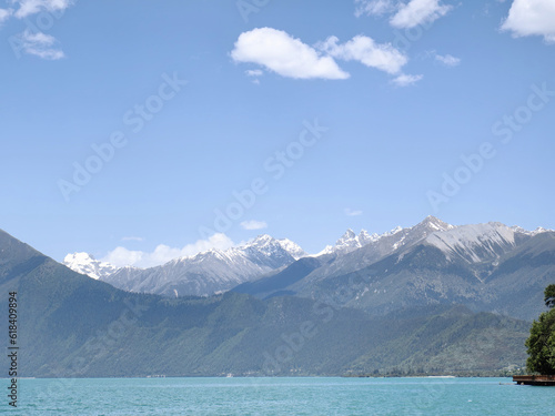 Tibet basomtso lake snow mountain