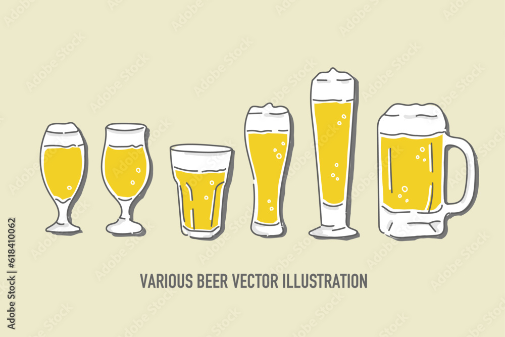 様々なビールのポップなベクターイラストレーション Stock ベクター | Adobe Stock