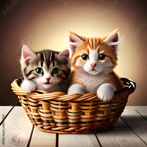 two kittens in a basket © Rich Ideal Graphics