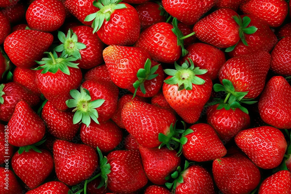 Top View of Fresh red Strawberry Pile on Background Top View of Fresh red Strawberry Pile on Background