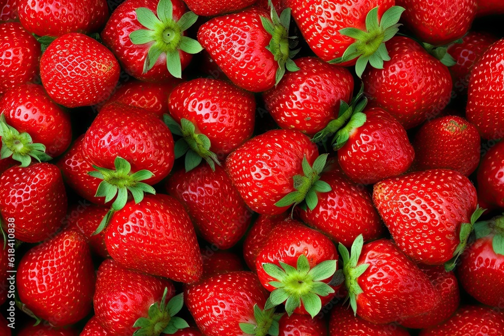 Top View of Fresh red Strawberry Pile on Background Top View of Fresh red Strawberry Pile on Background