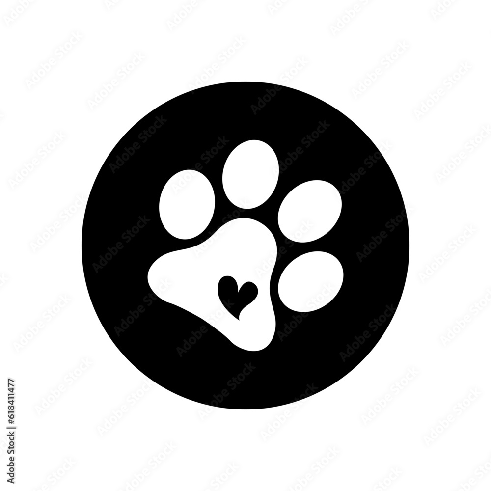 Heart paw icon vector. Dog paw illustration sign. love dog symbol. Heart paw icon vector. Dog paw illustration sign. love dog symbol.