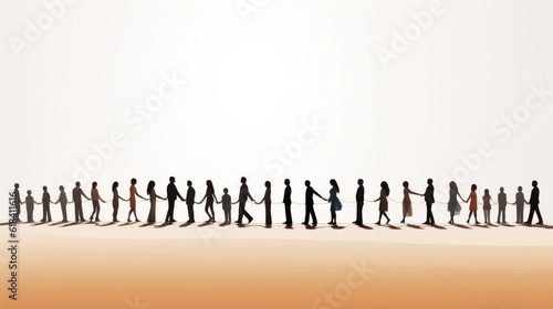 Simple illustration of people forming a human chain, representing teamwork and unity | generative ai
