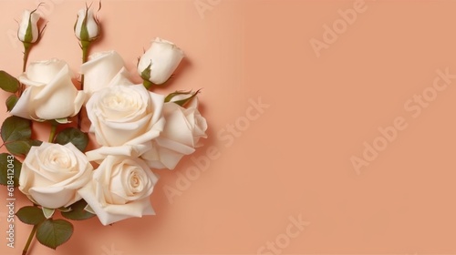 Elegant white roses on a serene pink background