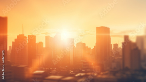 Sunset Radiance  A Vibrant Urban Evening. Generative AI