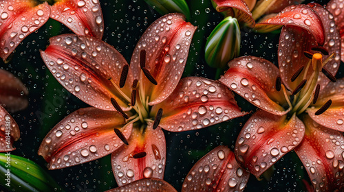 Background of  Lily   HD  Decorate with water drops  Background Wallpaper  Desktop Wallpaper   Generative Ai