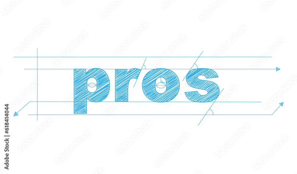 PROS blue vector draft text banner