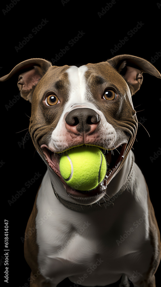 American Staffordshire Terriermit Ball, Portrait, Generative AI