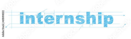 INTERNSHIP blue vector draft text banner