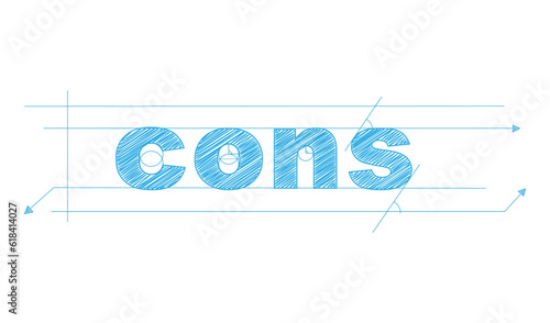 CONS blue vector draft text banner