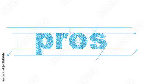 PROS blue vector draft text banner