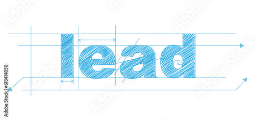 LEAD blue vector draft text banner
