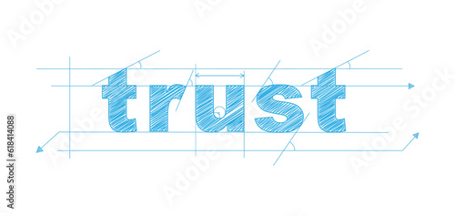 TRUST blue vector draft text banner