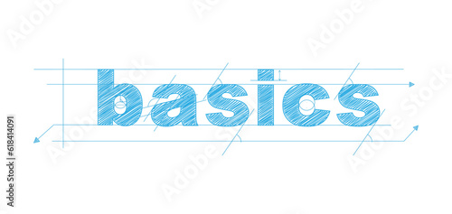 BASICS blue vector draft text banner