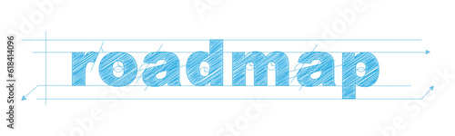 ROADMAP blue vector draft text banner