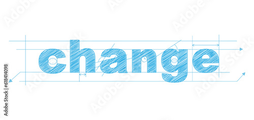 CHANGE blue vector draft text banner