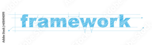 FRAMEWORK blue vector draft text banner