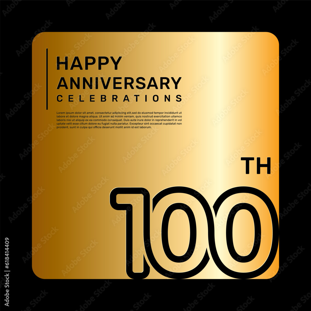 100th anniversary celebration template design with simple and luxury style in golden color 100th anniversary celebration template design with simple and luxury style in golden color