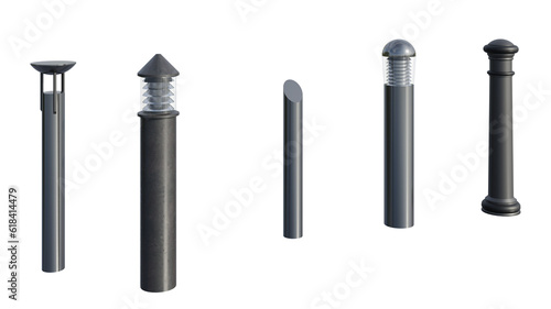 Fotografie isolated various bollard model, best use for urban street design, best use for foreground render, best use for post production render