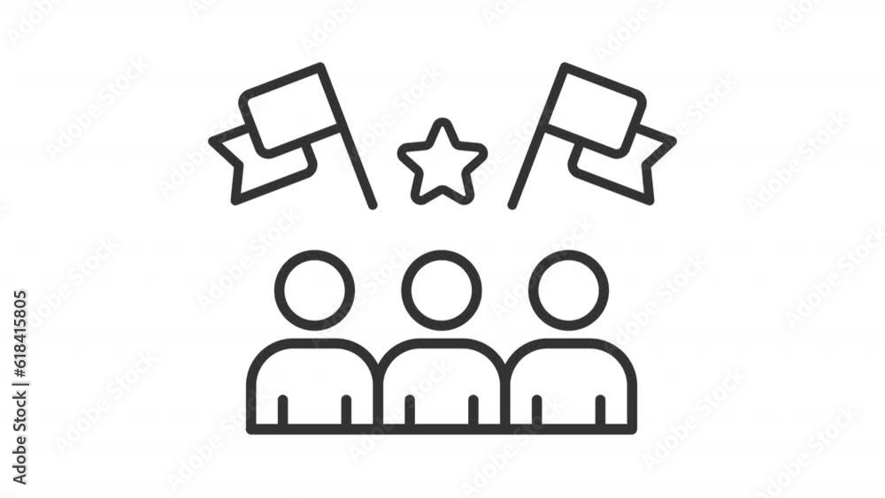 Black icon animation of election candidates with banner, HD video with transparent background, seamless loop 4K video representing voting. Black icon animation of election candidates with banner, HD video with transparent background, seamless loop 4K video representing voting.