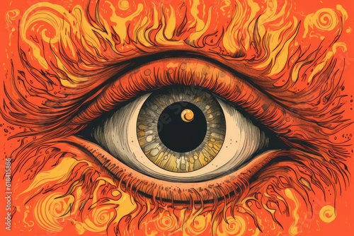 Eye fire art abstract. Generate Ai