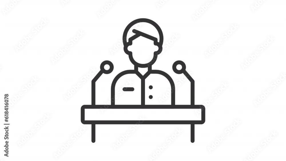 Black icon animation of election candidate giving speech, HD video with transparent background, seamless loop 4K video representing voting. Black icon animation of election candidate giving speech, HD video with transparent background, seamless loop 4K video representing voting.
