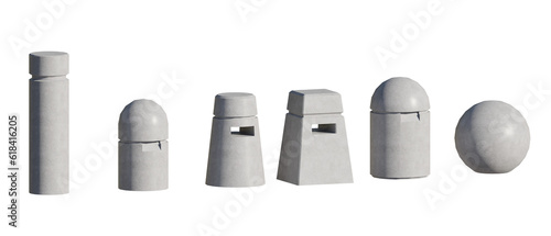 isolated various bollard model, best use for urban street design, best use for foreground render, best use for post production render. photo