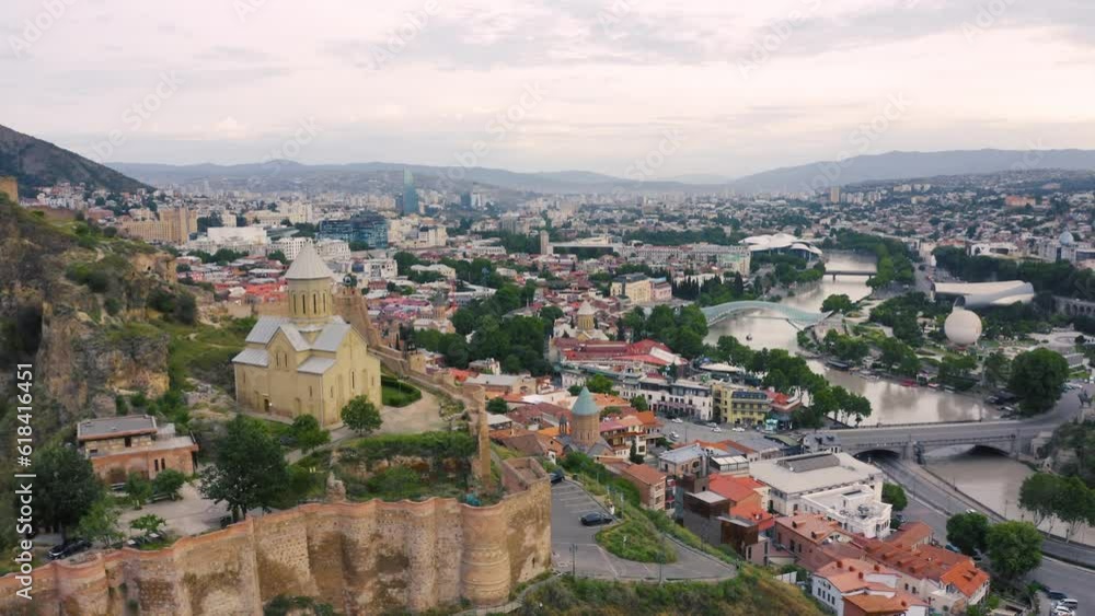 Cityscape of Tbilisi in the morning. Aerial view Cityscape of Tbilisi in the morning. Aerial view