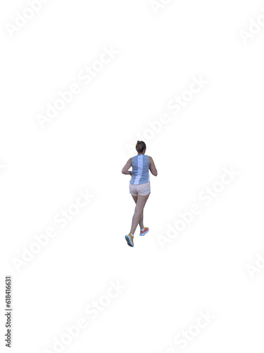 Jeune femme faisant du jogging avec un short vue de dos.  © Laurent