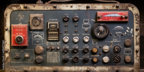 Vintage Equipment Control Panel. Generative AI
