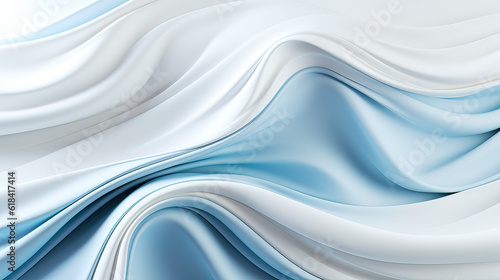 .White, light blue fabric background in waves from above, very clean, clippable, Generative AI