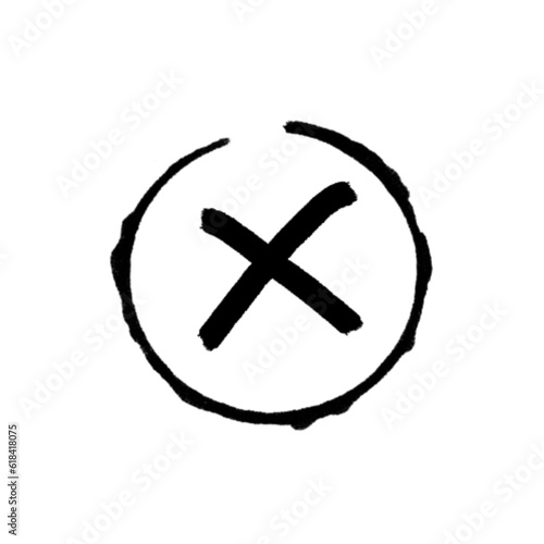 Hand drawn cross signs. Doodle crosses. Empty and filled boxes for answers in test, confirmation or negation icons. Checklist pencil marks template, vector voting isolated flat 