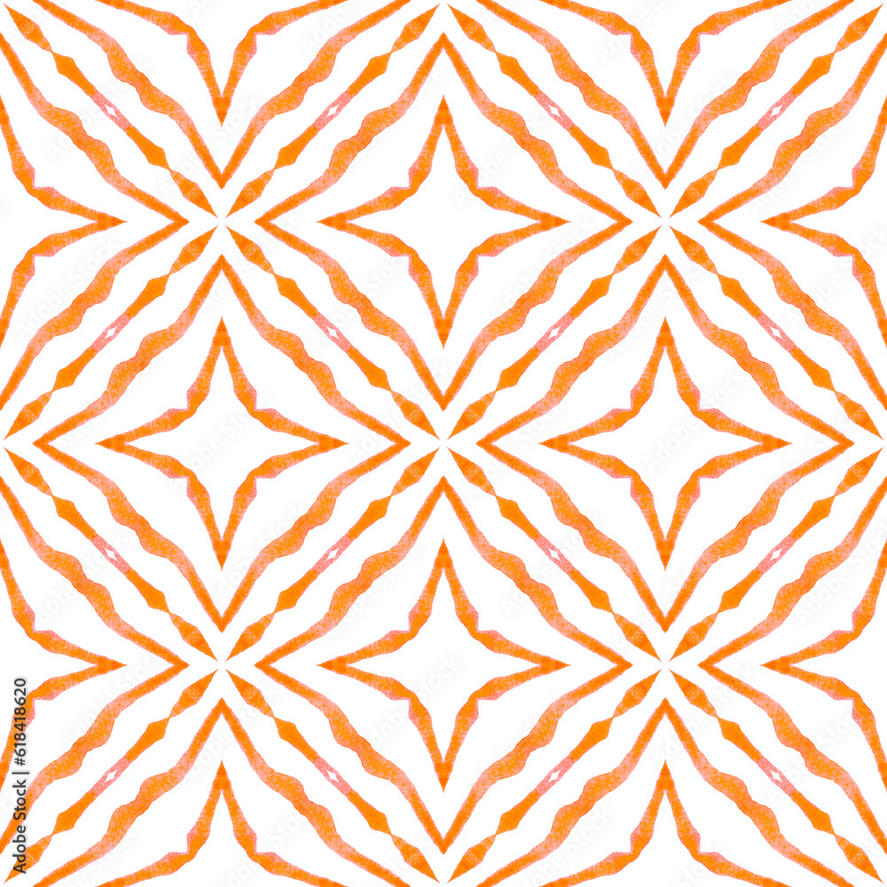 Fototapeta premium Ethnic hand painted pattern. Orange powerful