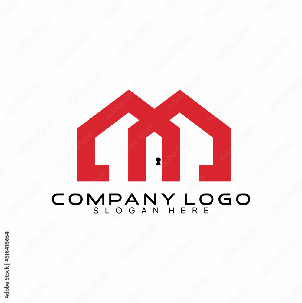 Real Estate logo design with letter M concept. Real Estate logo design with letter M concept.