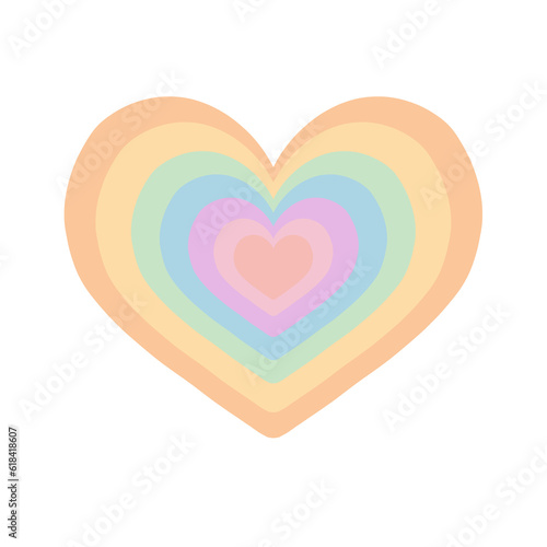 Rainbow heart on white background, for graphic design