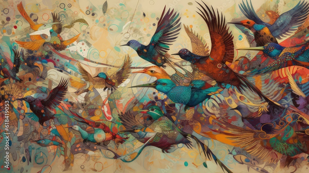 Fototapeta premium birds fly with their colonies