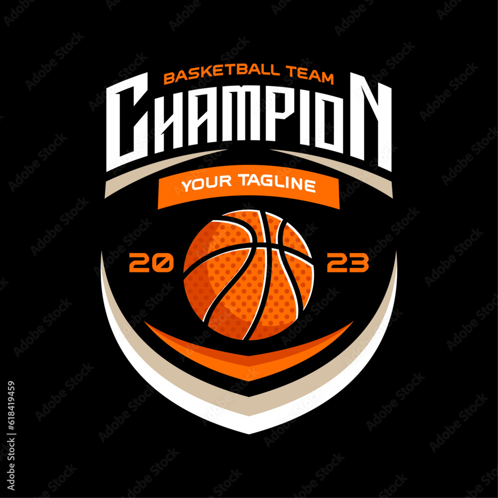 Basketball logo vector isolated. Basketball logo with shield background vector design