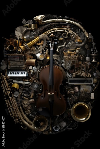 Captivating visuals of musicians musical instruments, Generative ai