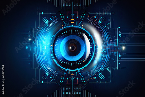 Digital eye, data network and cyber security technology, ai generative