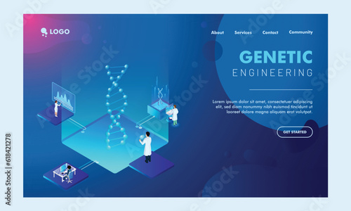 Responsive Landing Page or Hero Banner Design for Genetic Engineering Concept.