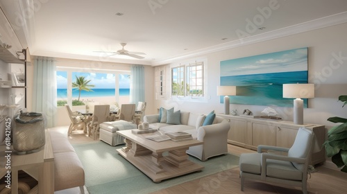 Cozy interior with seaside view © jambulart