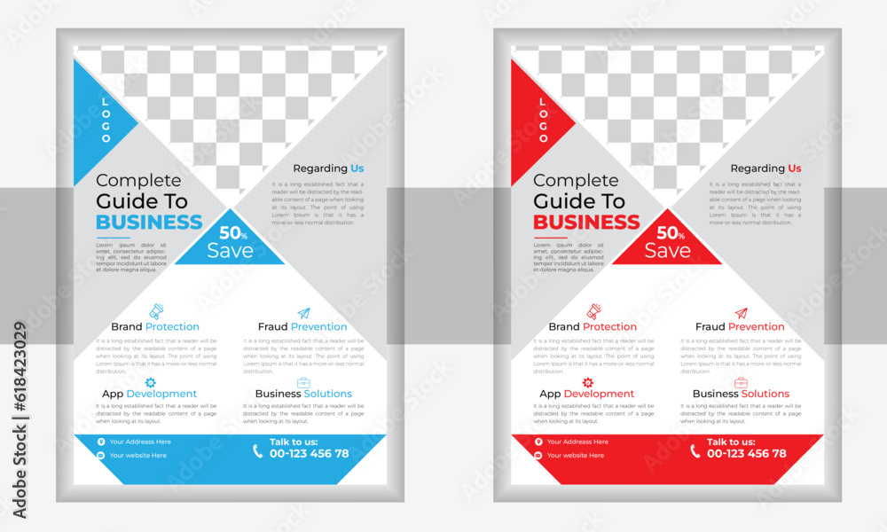 modern blue and Red design template for poster flyer. Graphic design layout with triangle graphic elements and space for photo background. modern blue and Red design template for poster flyer. Graphic design layout with triangle graphic elements and space for photo background.