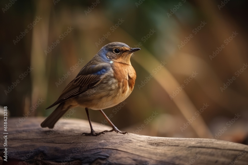 Fototapeta premium Cute little bird, autumn background. generative ai