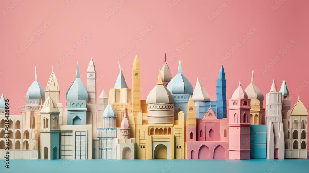 Origami Paper Art of sestieri square city created with Generative AI Technology