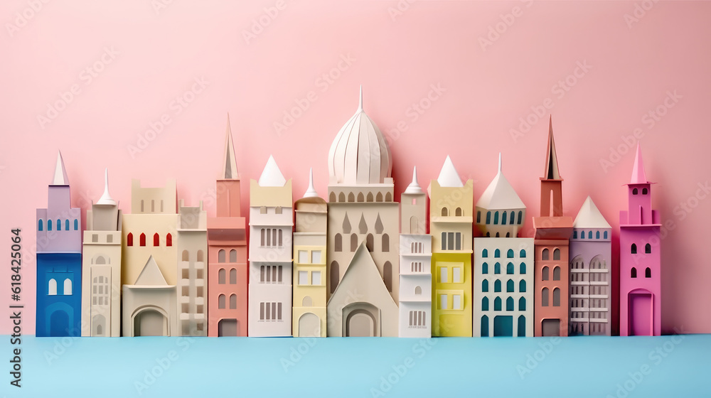 Origami Paper Art of  sestieri square city created with Generative AI Technology