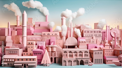 Origami Paper Art of city created with Generative AI Technology © basketman23