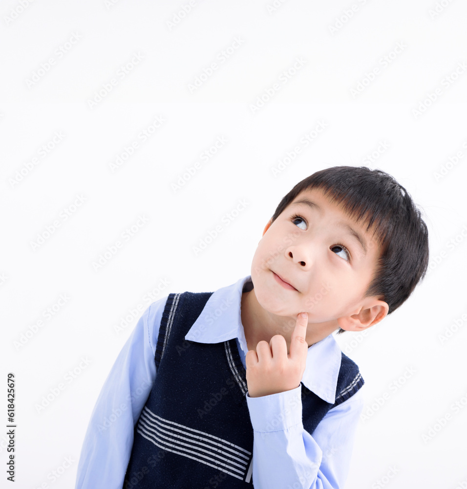 Let me think., child thinking doubting, making choice Let me think., child thinking doubting, making choice