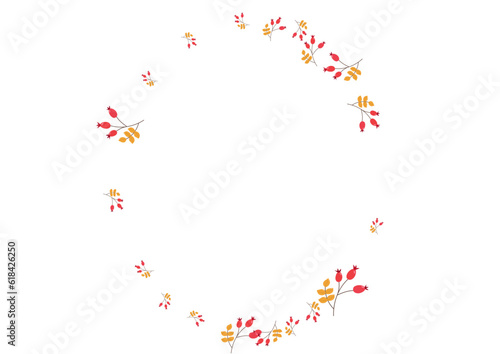 Green Foliage Background White Vector. Herb Pattern Illustration. Pink Berries Poster. Floral Set. Leaves September.